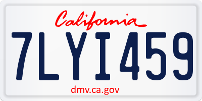 CA license plate 7LYI459