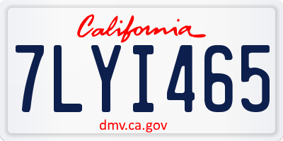 CA license plate 7LYI465
