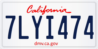 CA license plate 7LYI474