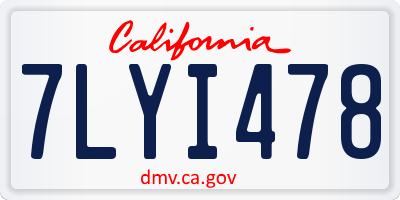 CA license plate 7LYI478