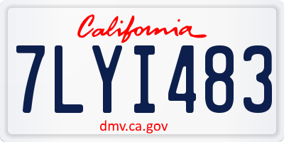 CA license plate 7LYI483