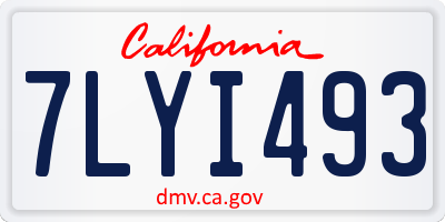 CA license plate 7LYI493