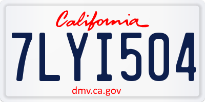 CA license plate 7LYI504