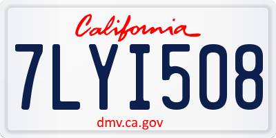 CA license plate 7LYI508