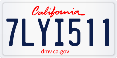 CA license plate 7LYI511