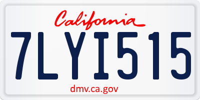 CA license plate 7LYI515