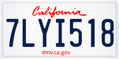 CA license plate 7LYI518