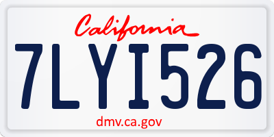 CA license plate 7LYI526