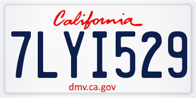 CA license plate 7LYI529