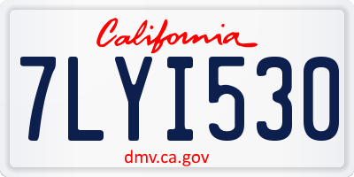CA license plate 7LYI530