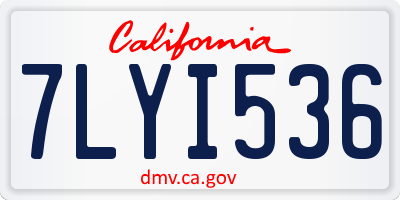 CA license plate 7LYI536