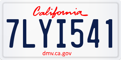 CA license plate 7LYI541