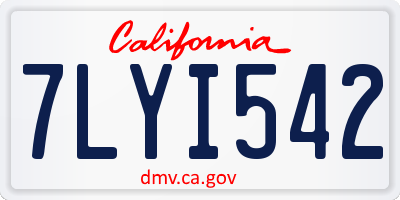 CA license plate 7LYI542