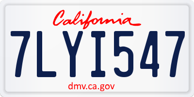 CA license plate 7LYI547
