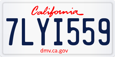 CA license plate 7LYI559