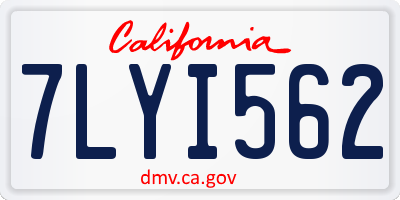 CA license plate 7LYI562