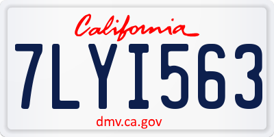 CA license plate 7LYI563