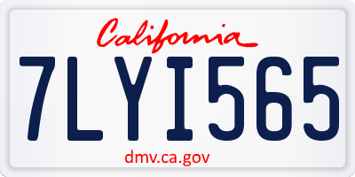 CA license plate 7LYI565