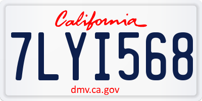 CA license plate 7LYI568