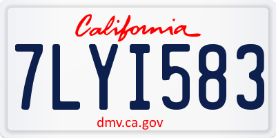 CA license plate 7LYI583