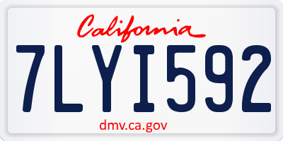 CA license plate 7LYI592