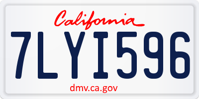 CA license plate 7LYI596