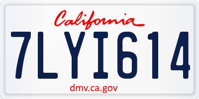 CA license plate 7LYI614
