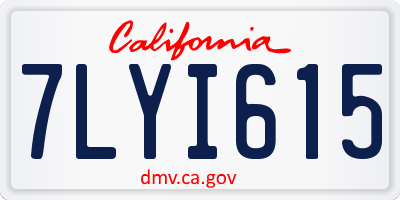 CA license plate 7LYI615