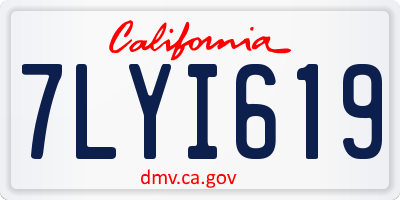 CA license plate 7LYI619
