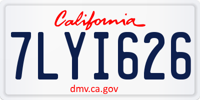 CA license plate 7LYI626