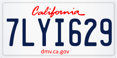 CA license plate 7LYI629