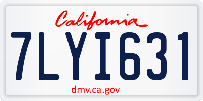 CA license plate 7LYI631