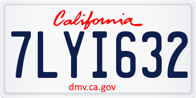CA license plate 7LYI632