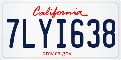 CA license plate 7LYI638