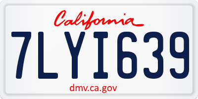 CA license plate 7LYI639