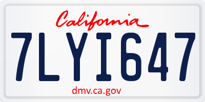 CA license plate 7LYI647