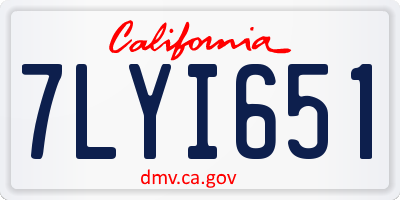 CA license plate 7LYI651