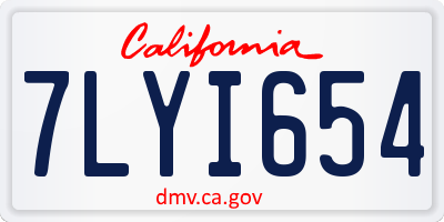 CA license plate 7LYI654