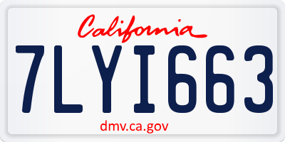 CA license plate 7LYI663