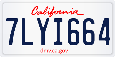 CA license plate 7LYI664