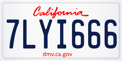 CA license plate 7LYI666