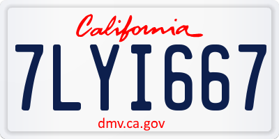 CA license plate 7LYI667