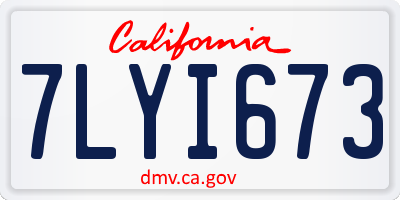 CA license plate 7LYI673