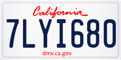 CA license plate 7LYI680