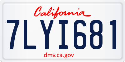 CA license plate 7LYI681