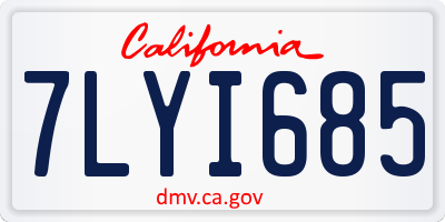 CA license plate 7LYI685