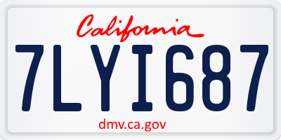 CA license plate 7LYI687
