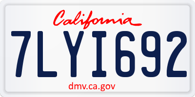 CA license plate 7LYI692