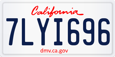 CA license plate 7LYI696