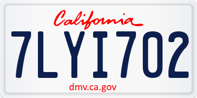 CA license plate 7LYI702